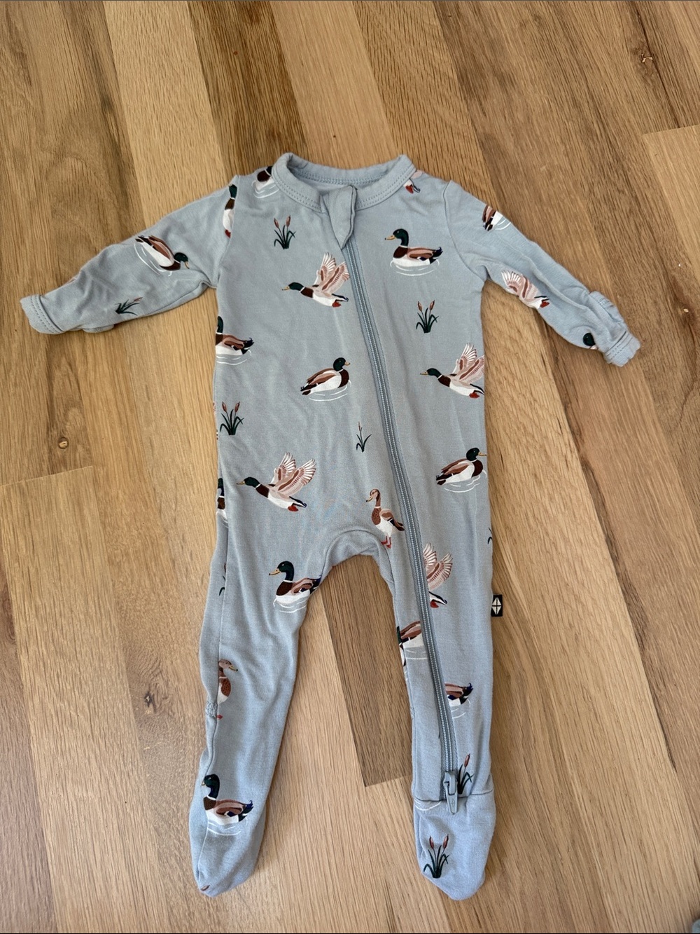Kyte BABY Light Blue Duck-Print Footed One-Piece
